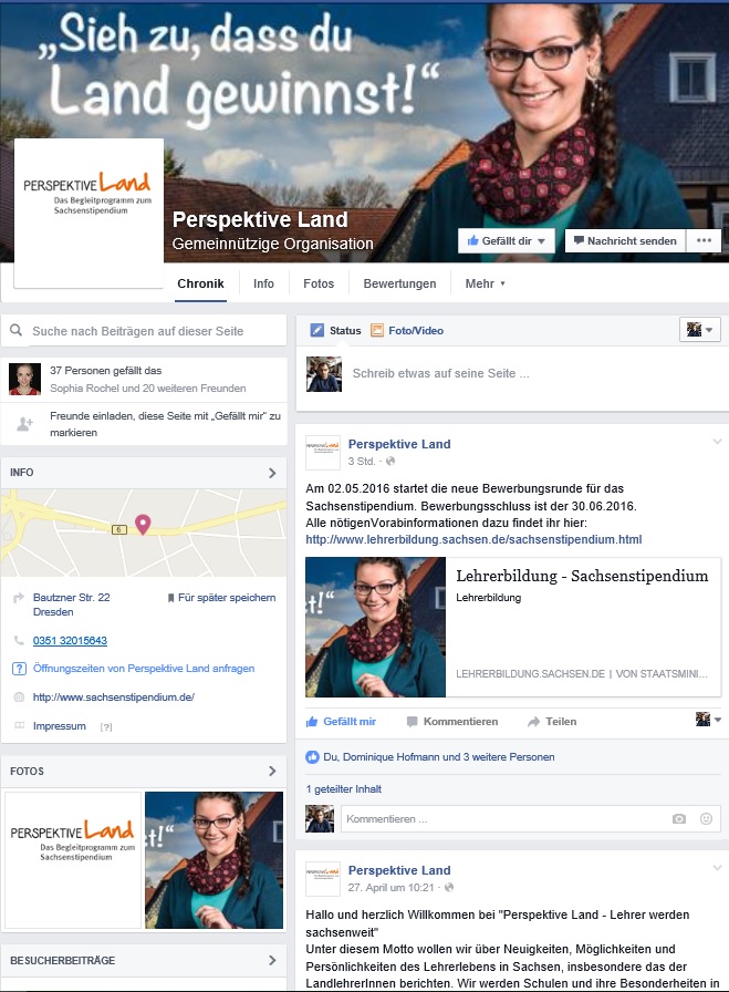 Screenshot facebook Perspektive Land